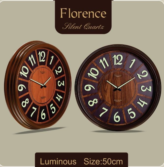 ساعت دیواری چوبی شب نما برند لومینوس(فلورانس)