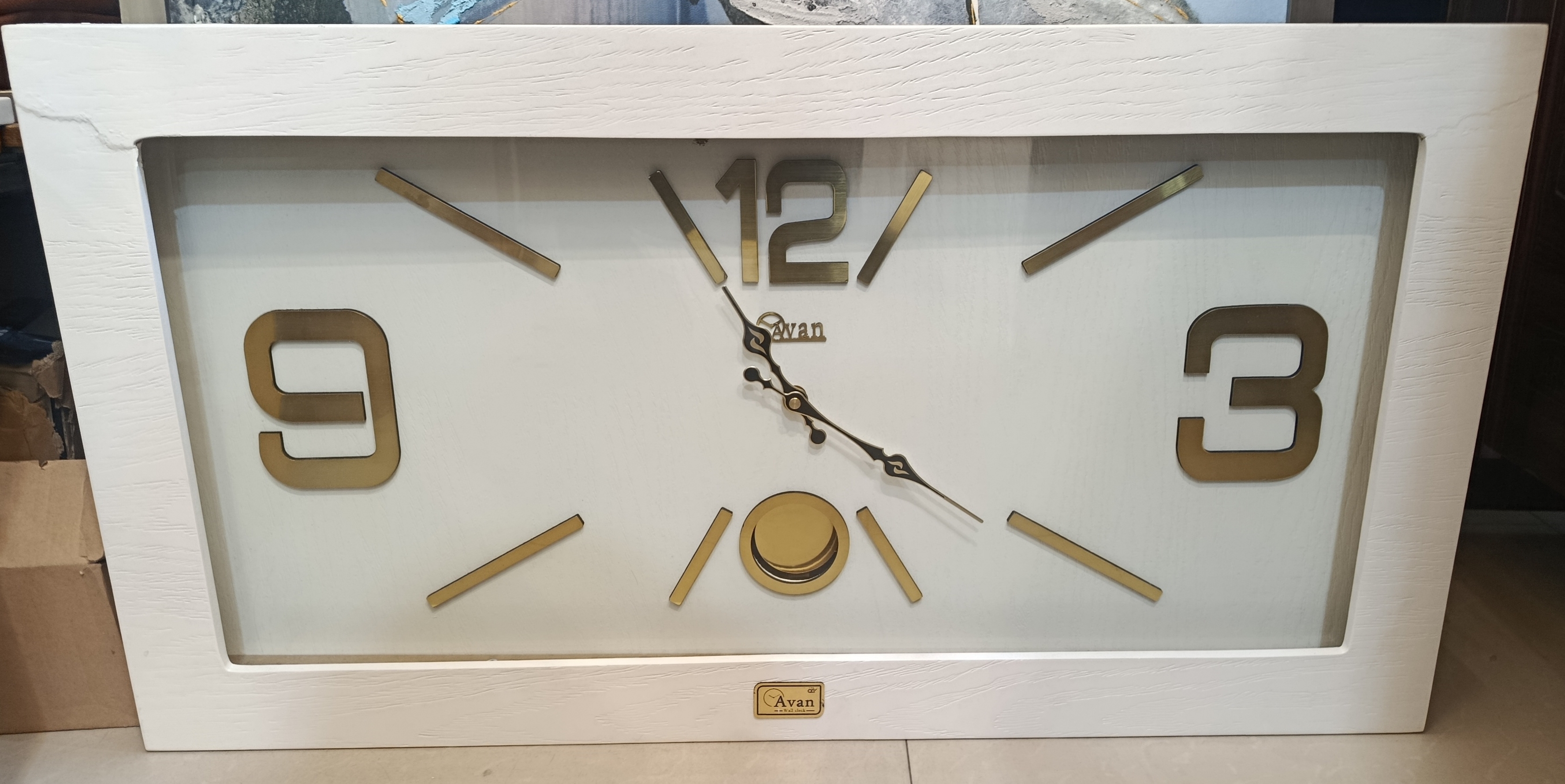 ساعت دیواری چوبی مستطیل آوان کد411